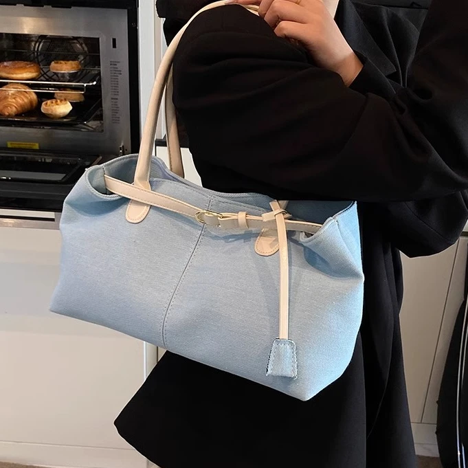 简约休闲撞色大容量单肩腋下包包女式2025新款时尚百搭通勤手拎包
