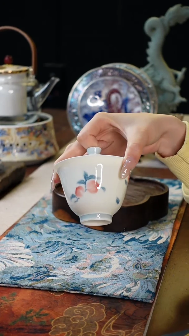 【闪购商品】青己桃问舍予二才盖碗