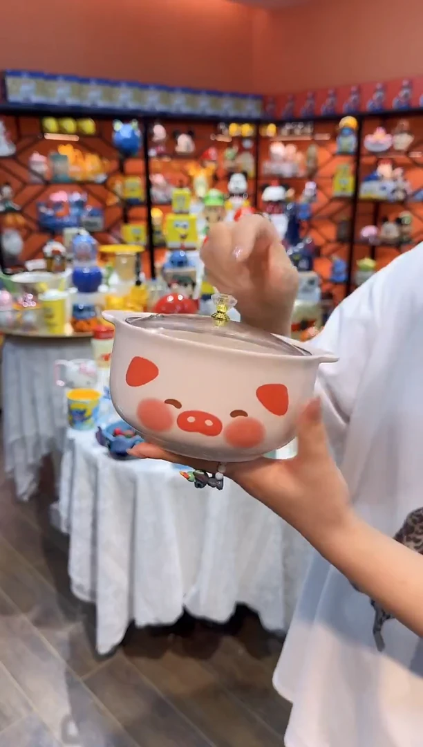 瓷片 @@腮红小猪带盖陶瓷面碗（微瑕）