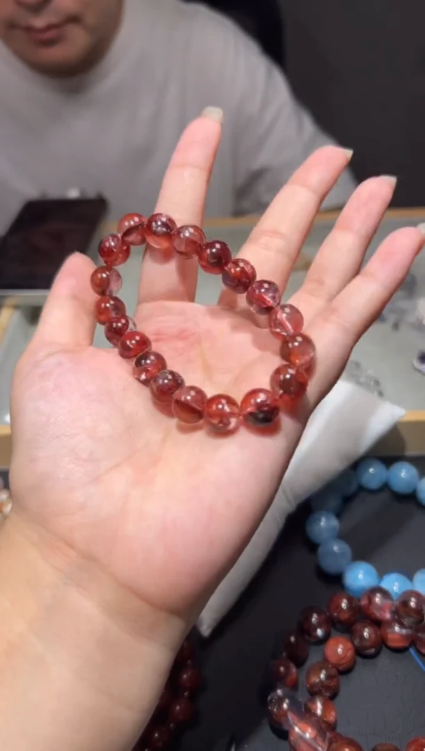 未镶嵌手链水晶10mm牛血红胶花手串