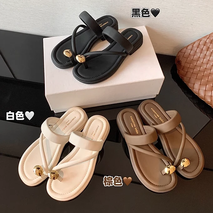 【sheii苏茵茵】泡芙小金珠~套趾厚底沙滩休闲拖鞋女凉拖外E5211018