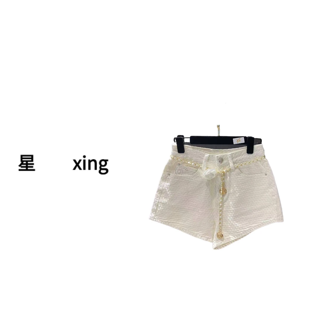 037（链条饰品非腰带)香夏季新款白色牛仔裤短裤带链条56040
