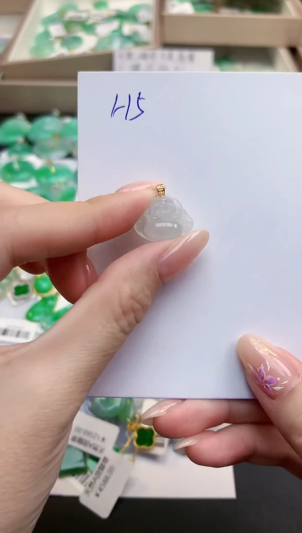 颈饰18K金镶嵌翡翠天然缅甸A货翡翠