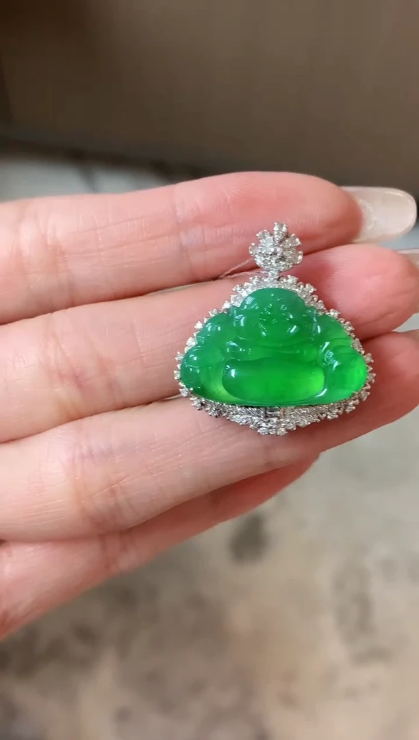 【闪购商品】翡翠吊坠(不含链)18K金镶嵌佛公