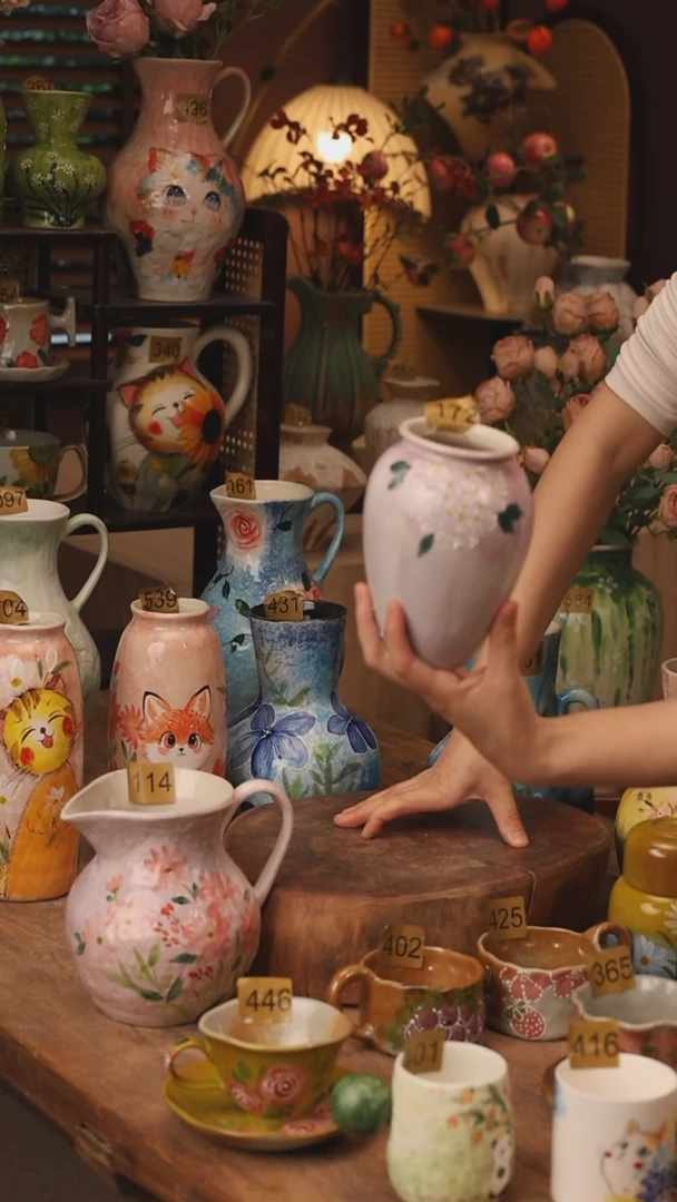 陶瓷景德镇设计师手作花器摆件侘寂风172