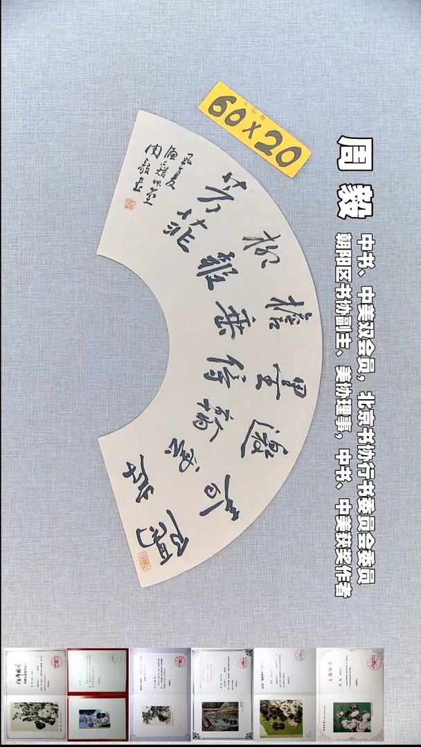 书法周毅书法扇面福利隔岸60*20