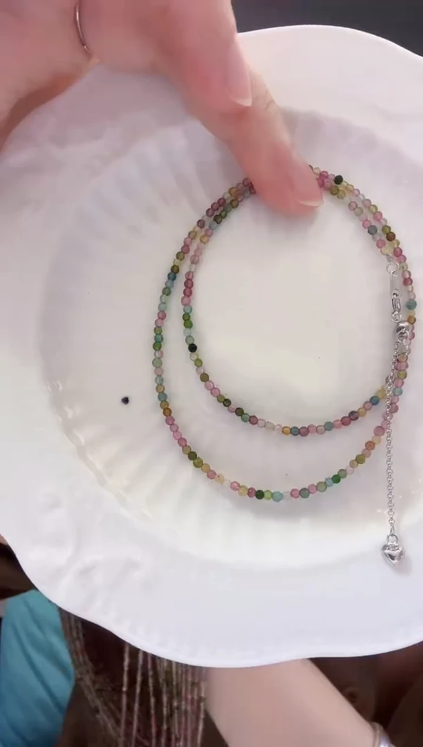 银S925镶嵌颈饰碧玺项链