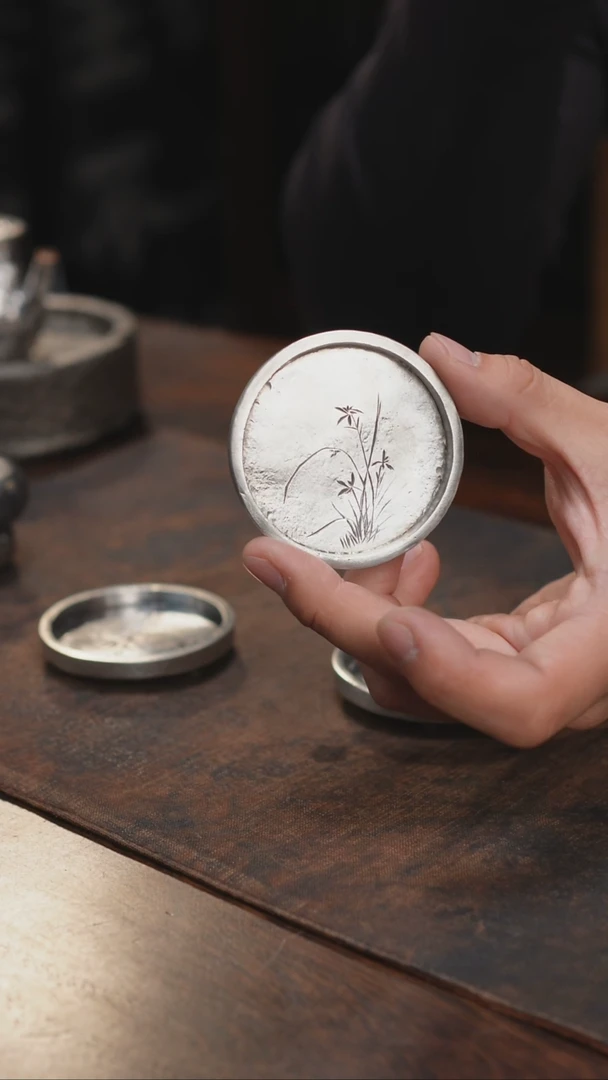 纯锡全手加厚三足盖置杯垫