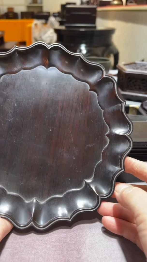 红酸枝木类精品木雕盘精工细作其一