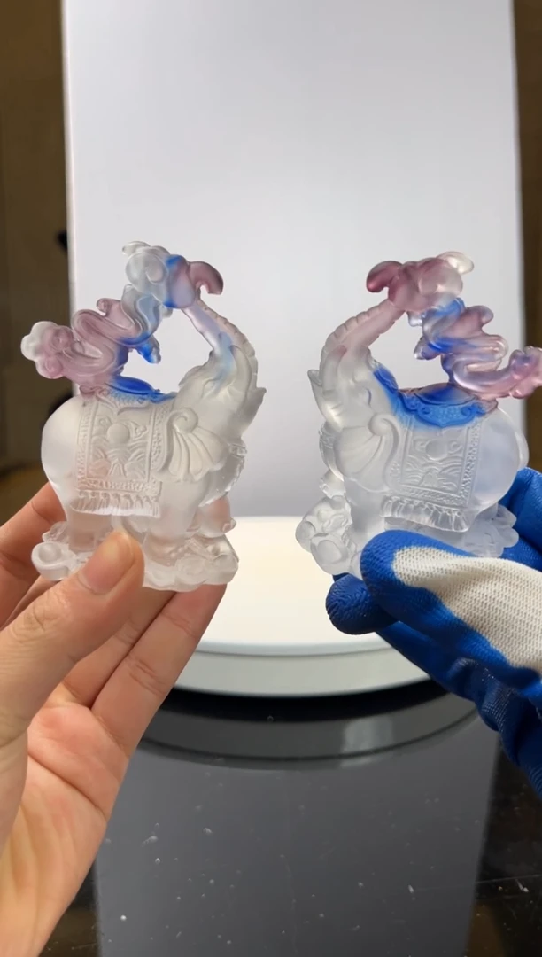 【闪购商品】摆件瑞福呈祥水晶琉璃摆件一对