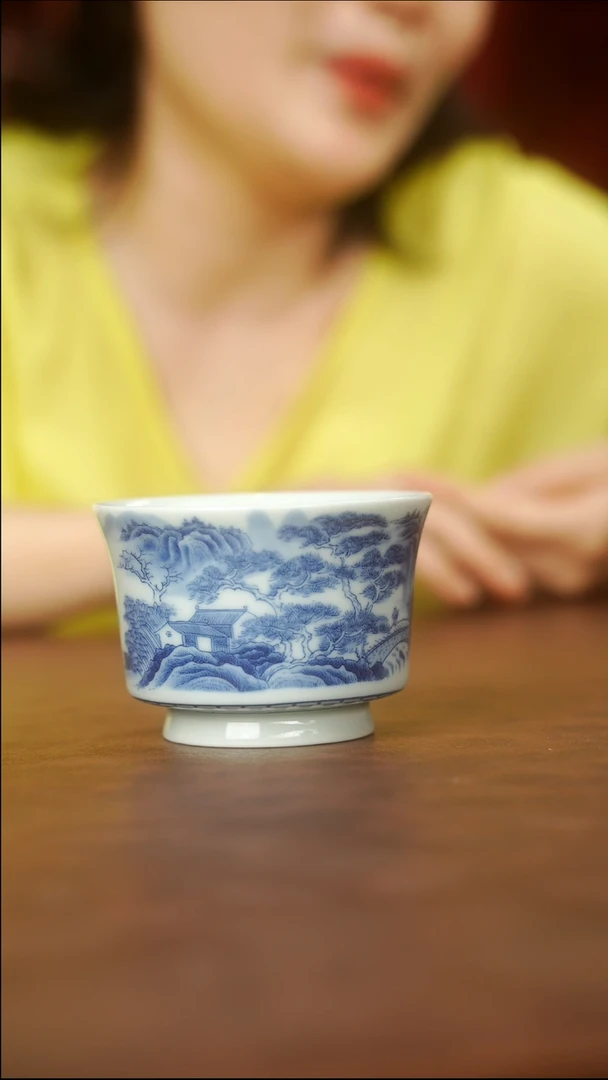 炎匠堂青花山水杯子