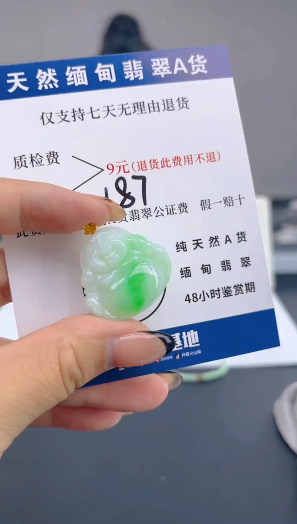 颈饰18K金镶嵌翡翠纯天然缅甸翡翠A货