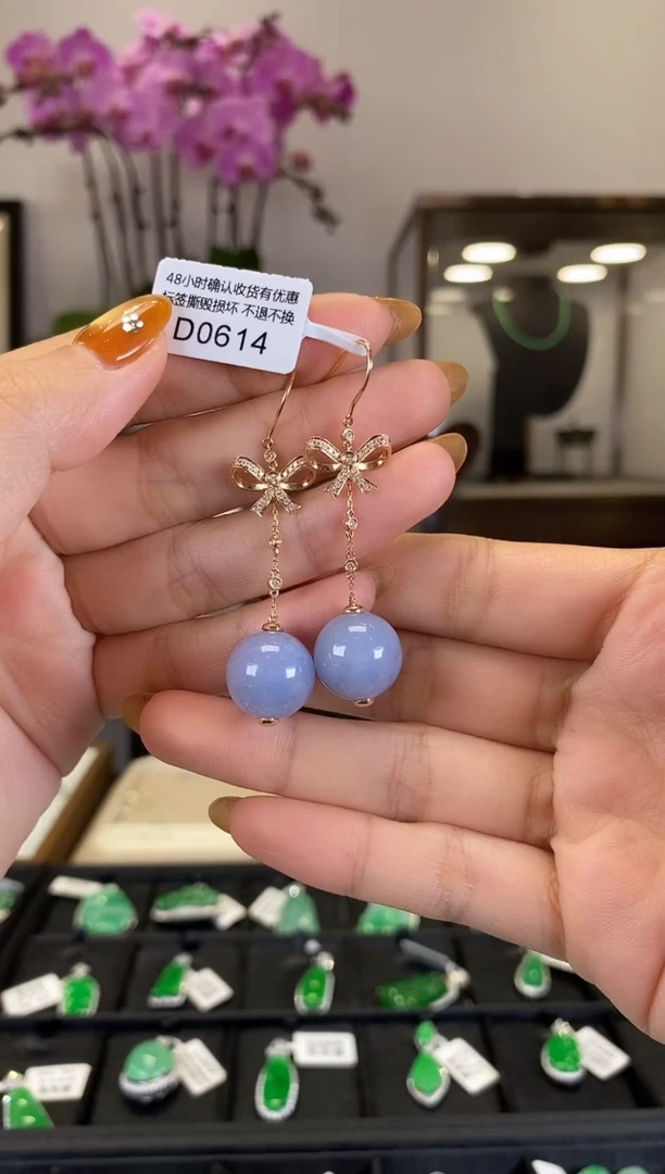 【闪购商品】翡翠耳环18K金镶嵌D0614 耳环 含运营费