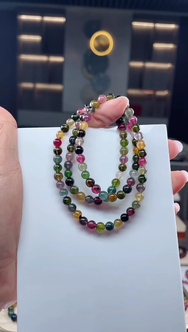 未镶嵌三圈手串碧玺 多样性发一条）Q