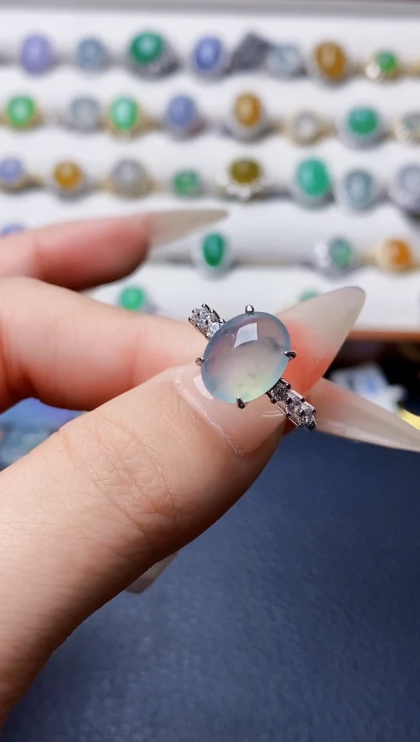 银S925镶嵌戒指翡翠0039