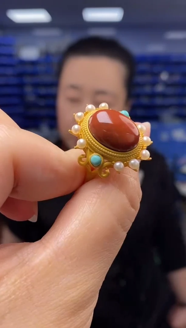 银S925镶嵌戒指玛瑙/玉髓JZ3880