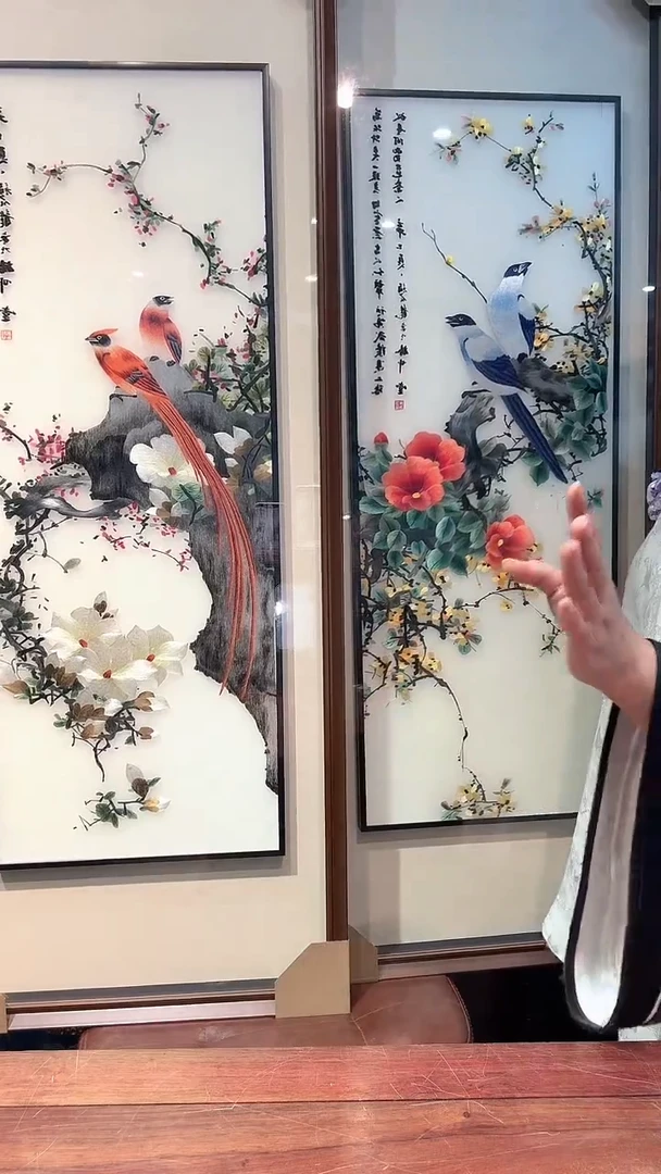 横款非遗苏绣手工刺绣装饰画带框不包邮