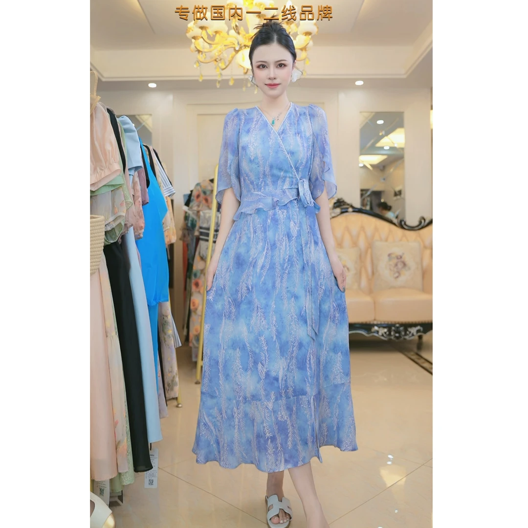 【当天发+运费险】法式气质高级感独特绝美海边度假印花连衣裙MO893