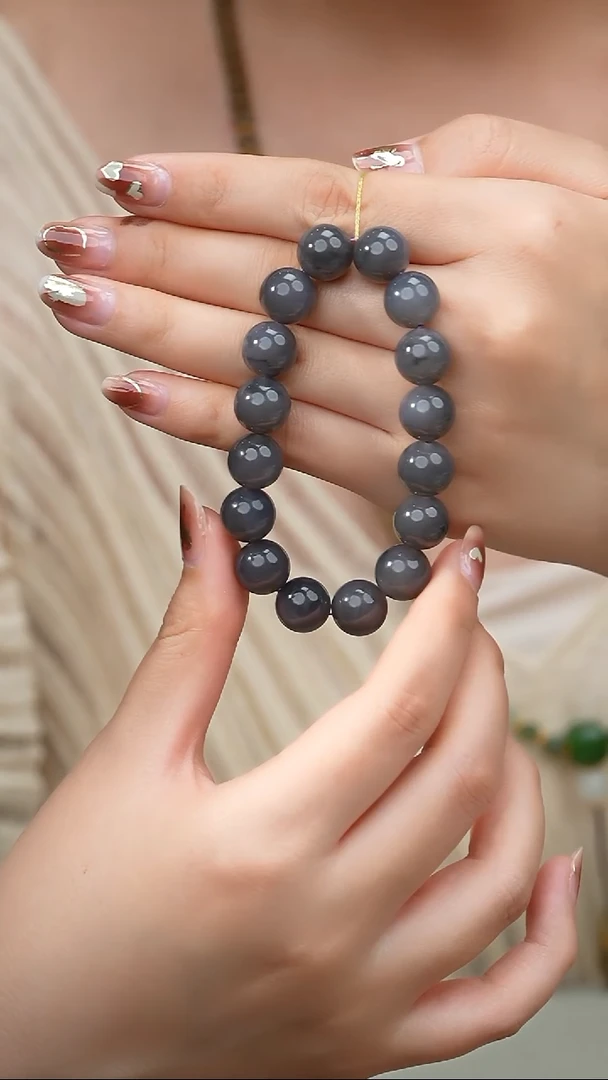 颈饰未镶嵌和田玉026-和田玉烟紫手串-12mm,16颗-A2558-1112