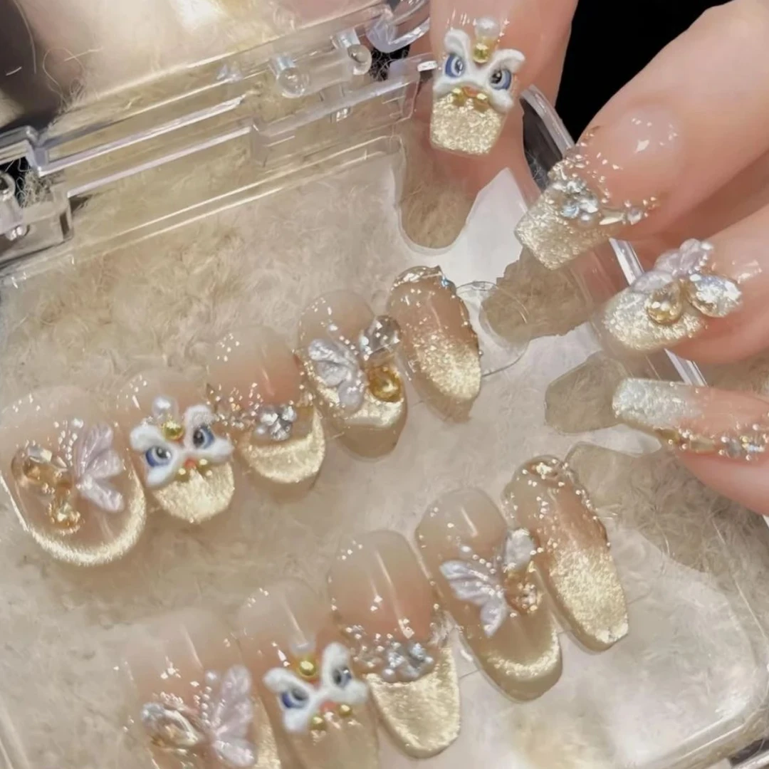 【烫金醒狮】高级新款穿戴甲美甲贴片高级感可拆卸气质显白秋冬美甲