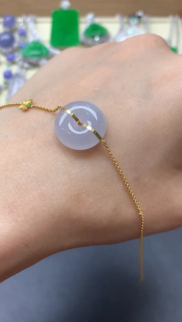 18K金镶嵌手链翡翠486-中国好珍宝