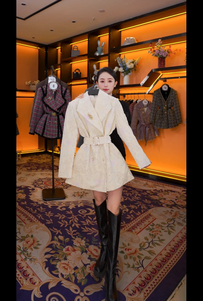 【娜娜】秋冬气质小香风设计师中长款羽绒服轻奢女 GS-57863