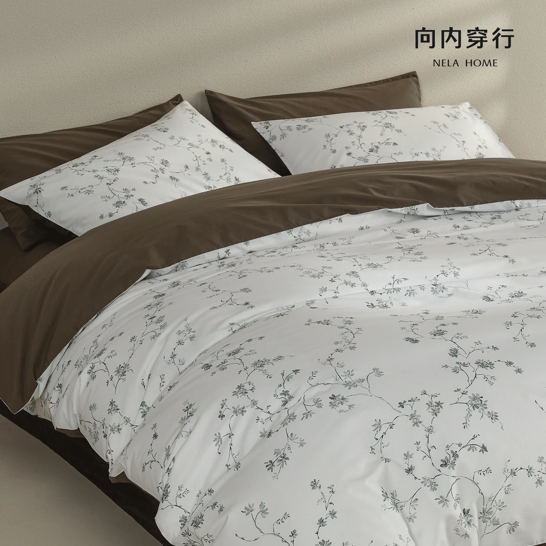 向内穿行【暮清颜韵】A类全棉床上四件套纯棉田园风数码印花被套