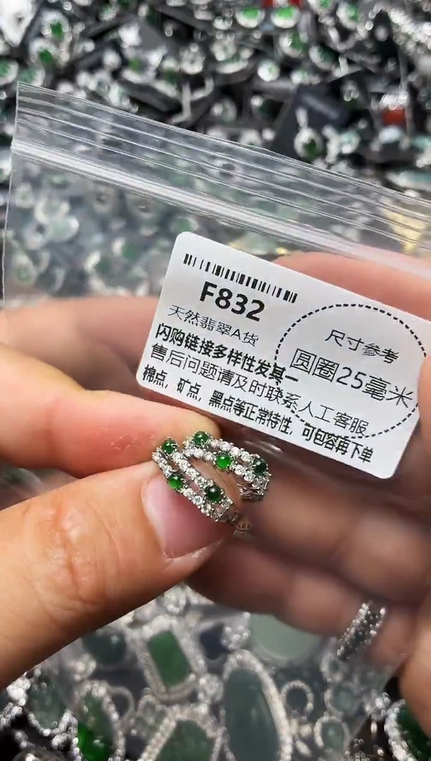 翡翠未镶嵌颈饰F832耳扣