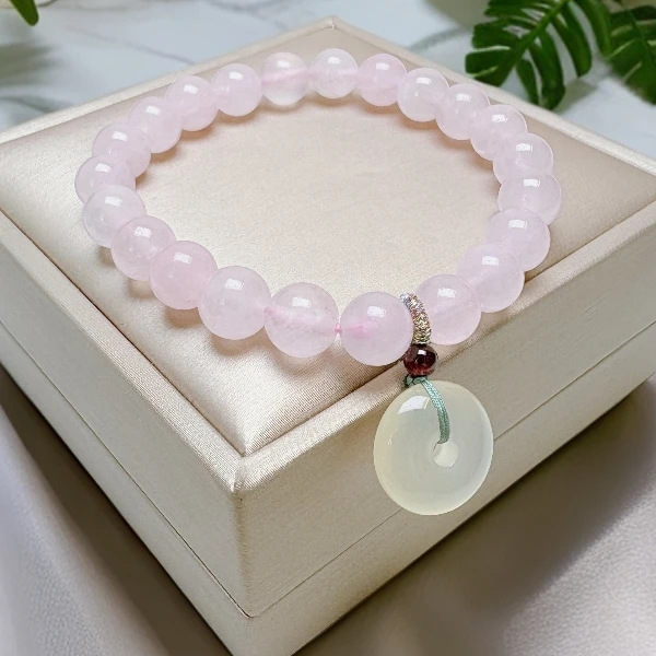 新中式粉晶平安扣百搭手链S181