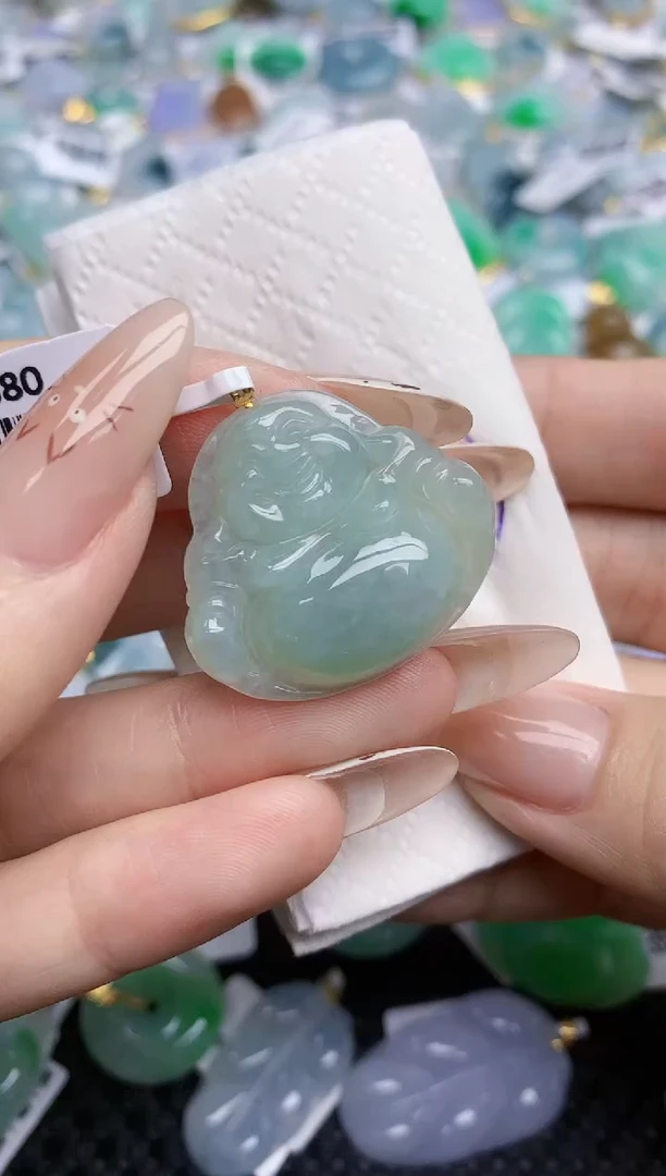 翡翠18K金镶嵌颈饰330   天然翡翠A货