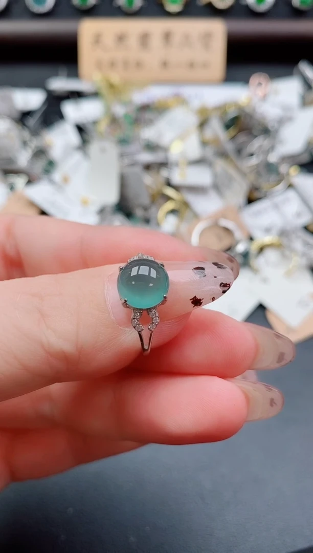 银S925镶嵌戒指翡翠1