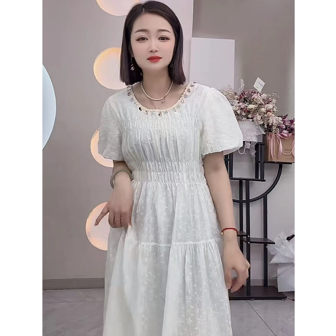 【小洁家女装】法式气质小设计刺绣碎花连衣裙911