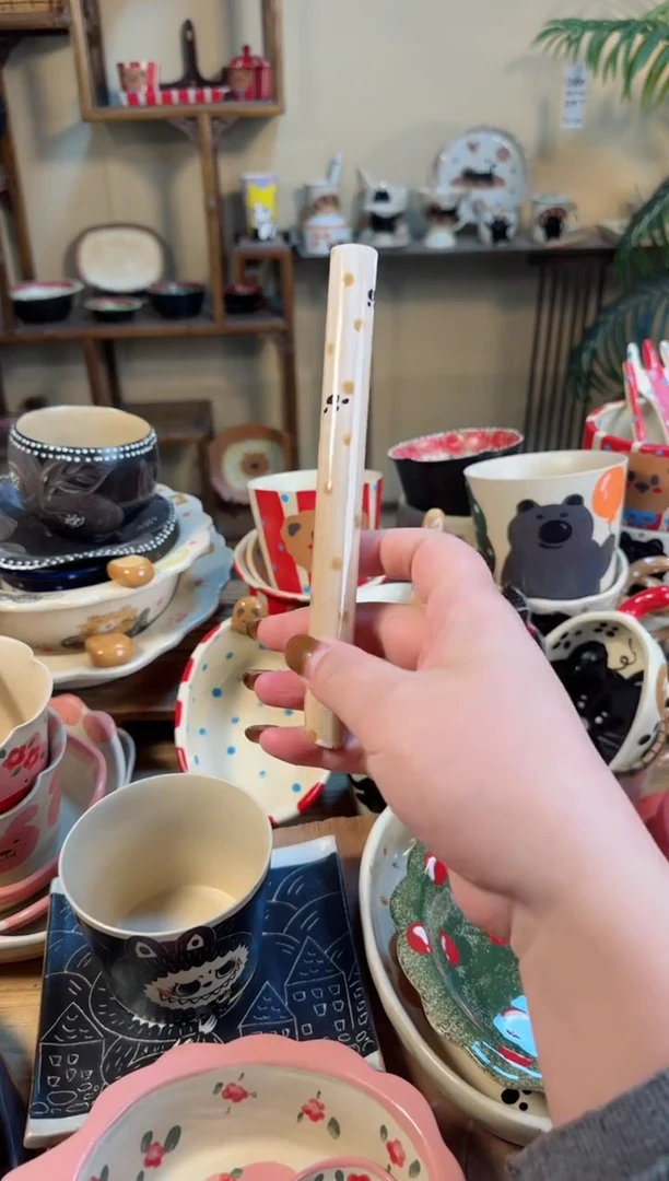 【闪购商品】吸管猫咪高温瓷器