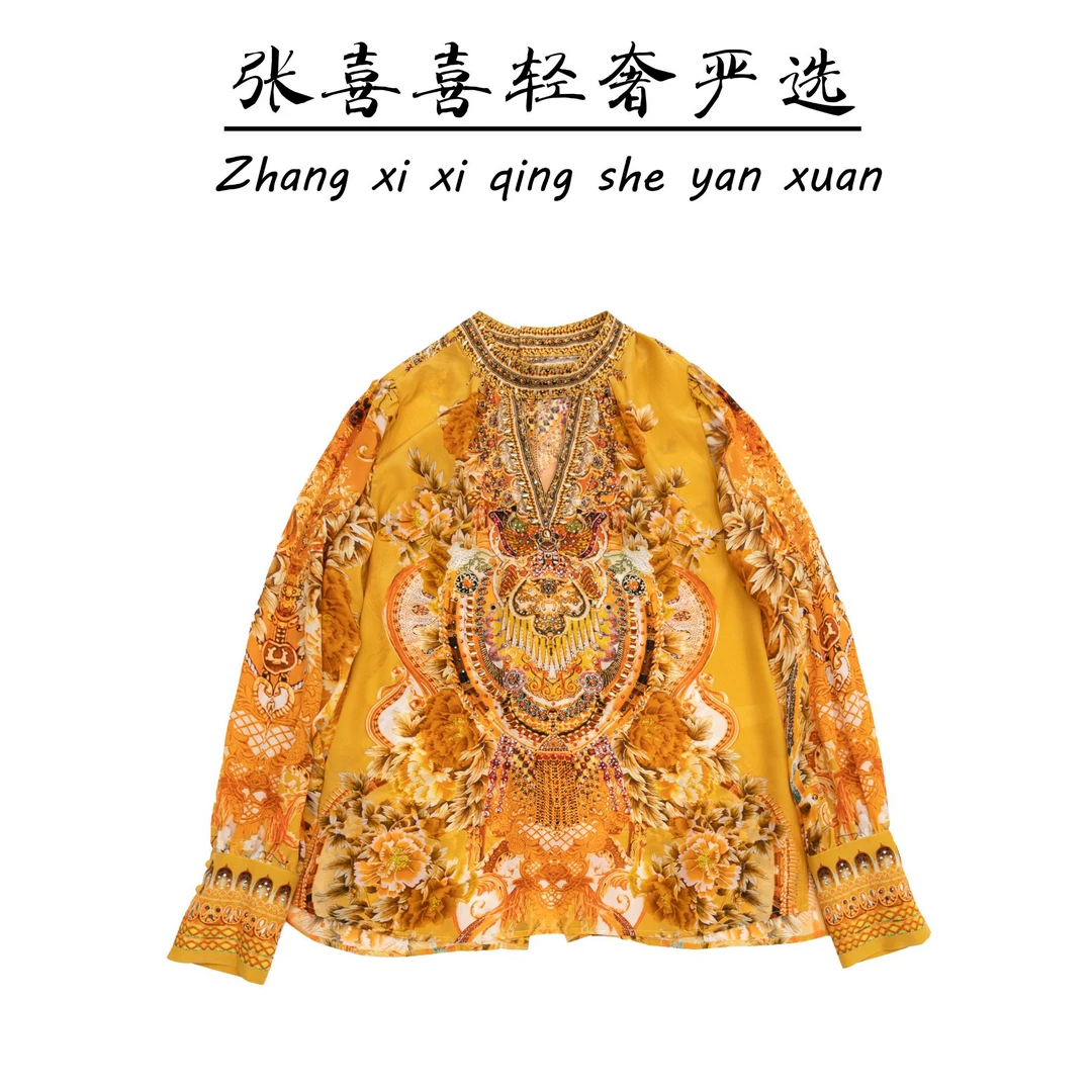 【老板娘衣橱】2025款定位花女士春夏季百搭桑蚕丝衬衫上衣 241029