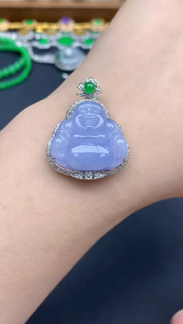 翡翠18K金镶嵌吊坠(不含链)497-春日珠宝