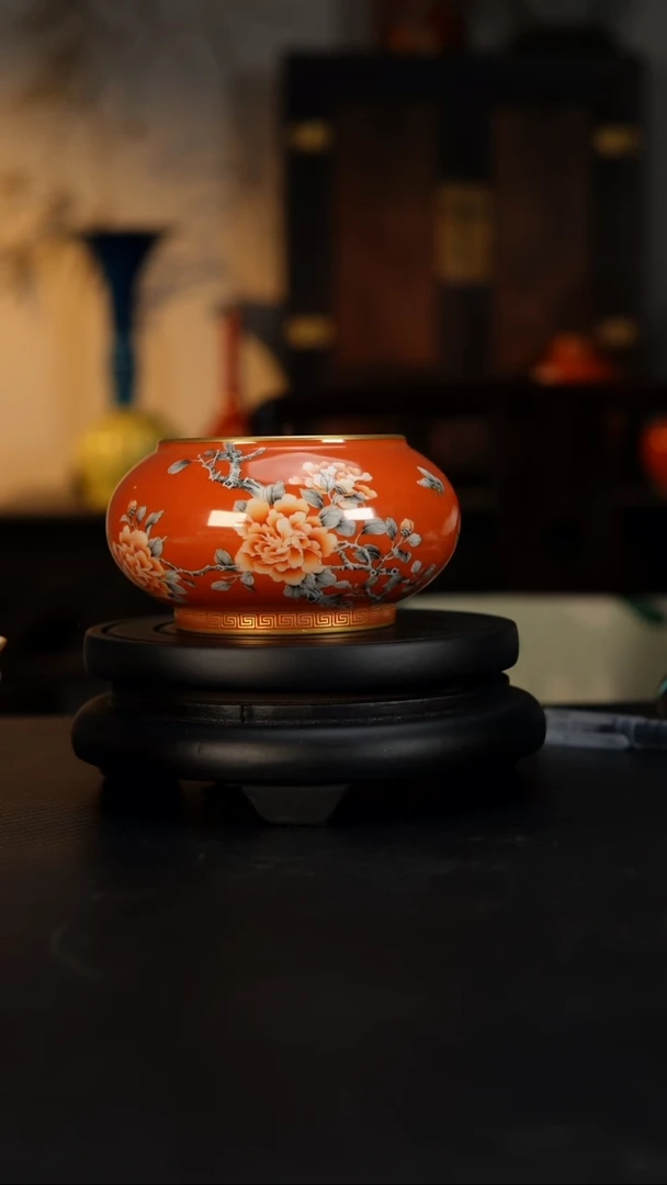 宗*矾红墨彩山茶花小水洗