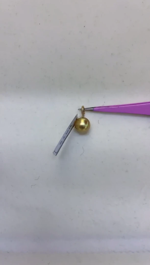 18K金镶嵌海水珍珠饰品11-12金珠可掰扣吊坠