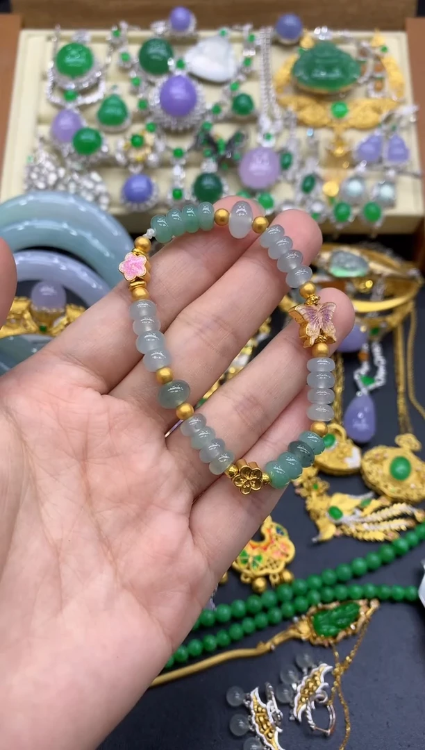 足金镶嵌手链翡翠218-中国好珍宝