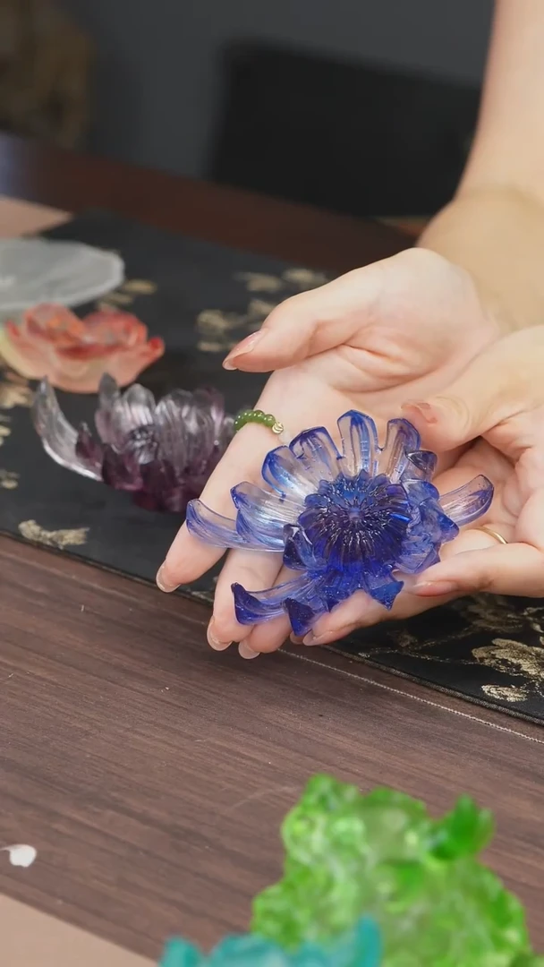 手工艺品琉璃蓝色菊花香插