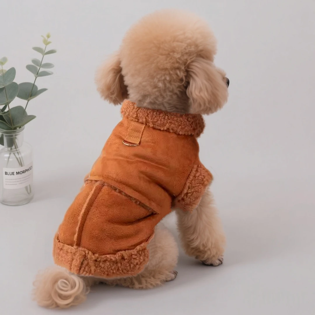 小狗狗衣服百搭麂皮绒牵引马甲绒衣泰迪比熊雪纳瑞小型犬狗狗衣服