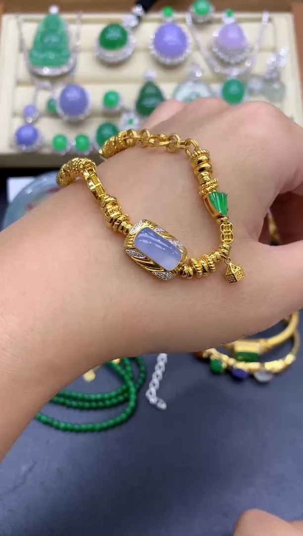 18K金镶嵌手链翡翠399-中国好珍宝