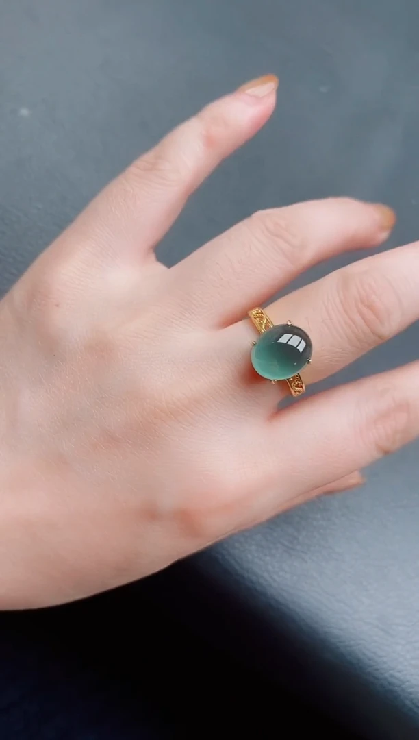 【闪购商品】翡翠戒指银S925镶嵌天然A货翡翠81