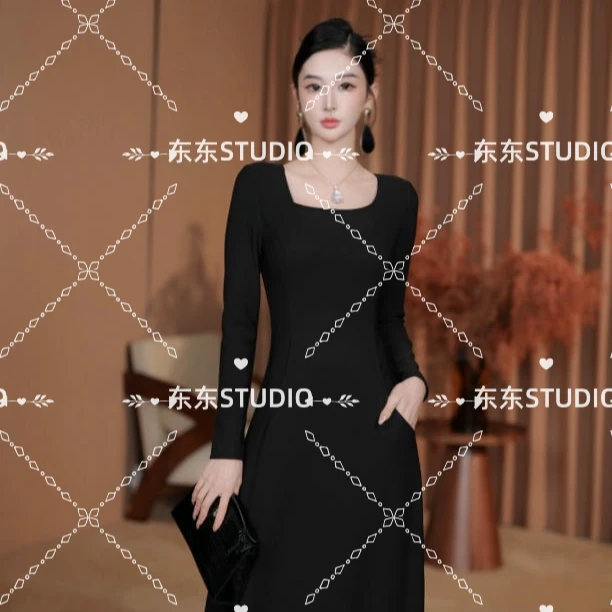 东东定制【建模身材】25年冬季新品优雅显瘦高级感长款连衣裙