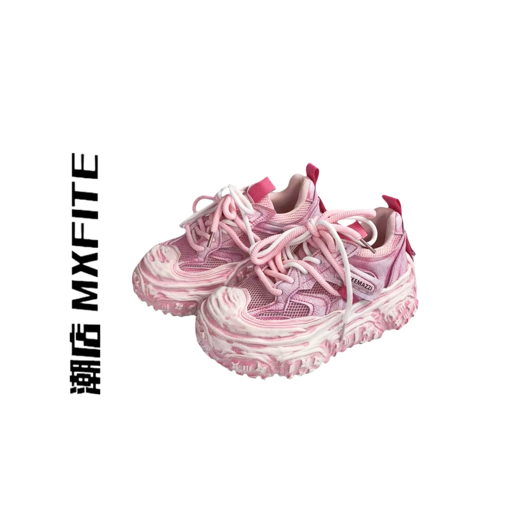 MXFITE潮店夏季新款厚底做旧裂纹潮酷松糕鞋鞋子（AL66901）