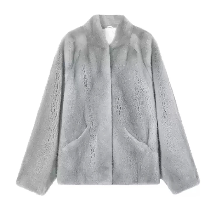 进口貂皮大衣女整貂蝙蝠袖2025新款紫金短二水貂皮草外套年轻款