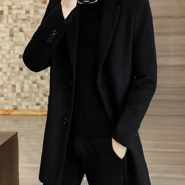 短款冬季毛呢大衣时尚双面呢夹克修身呢子加厚休闲男士上衣