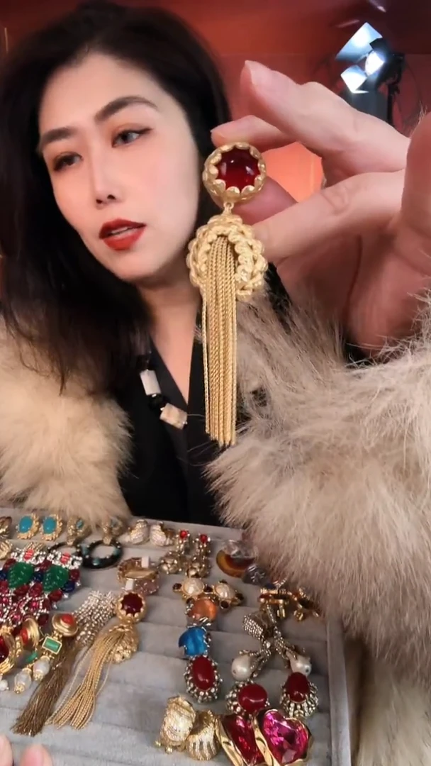 合金琉璃合金无复古百搭素金流苏耳针福利不退