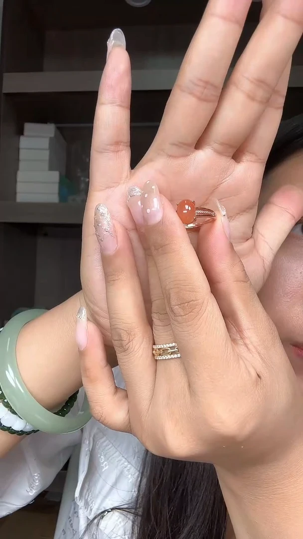 合金南红玛瑙戒指南红戒指