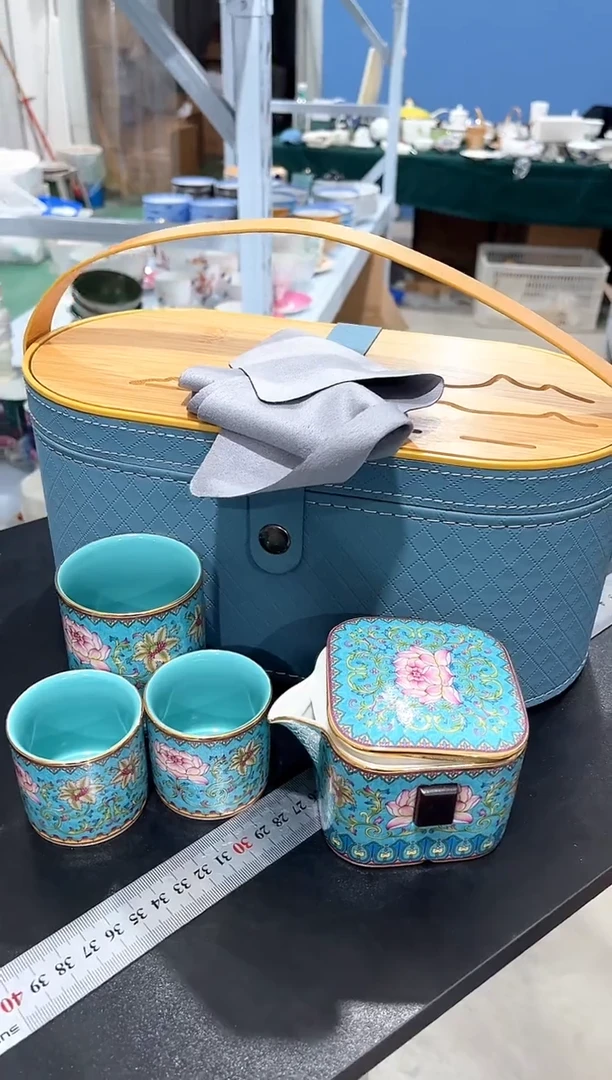 杯子陶（原盒）（礼品）珐琅彩旅行茶具一套