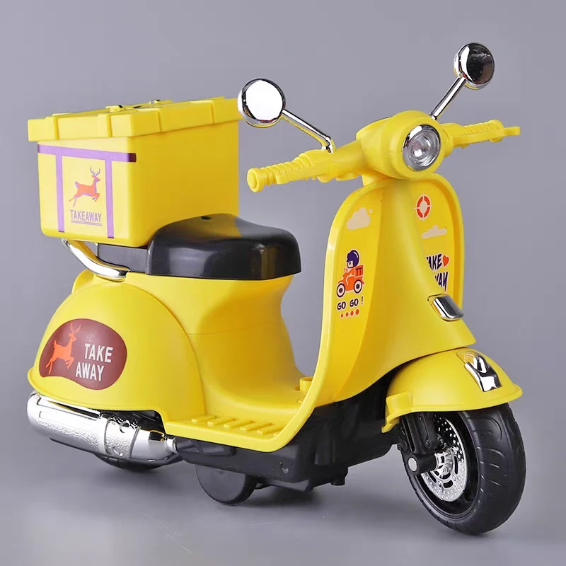 外卖摩托车 带灯光早教 18.5厘米 儿童惯性模型玩具 袋装